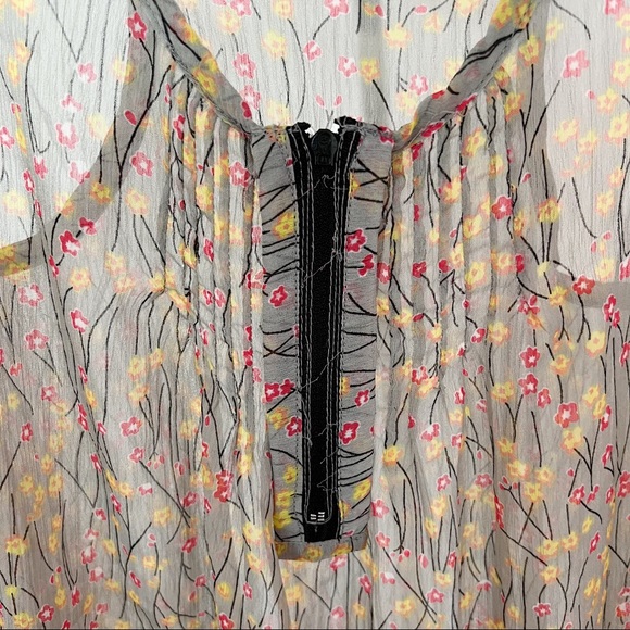 Fire Los Angeles Tank Top • Sz Small • Floral Design, Sheer • Olive Green - Picture 5 of 7